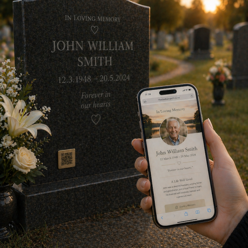 THE DASH PROJECT - PRODUCT IMAGE - MEMORIAL PAGE AND GRAVESTONE